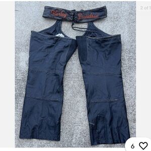 Women’s Harley Davidson Motorcycle Leather Chaps Embroidered Logo Lined